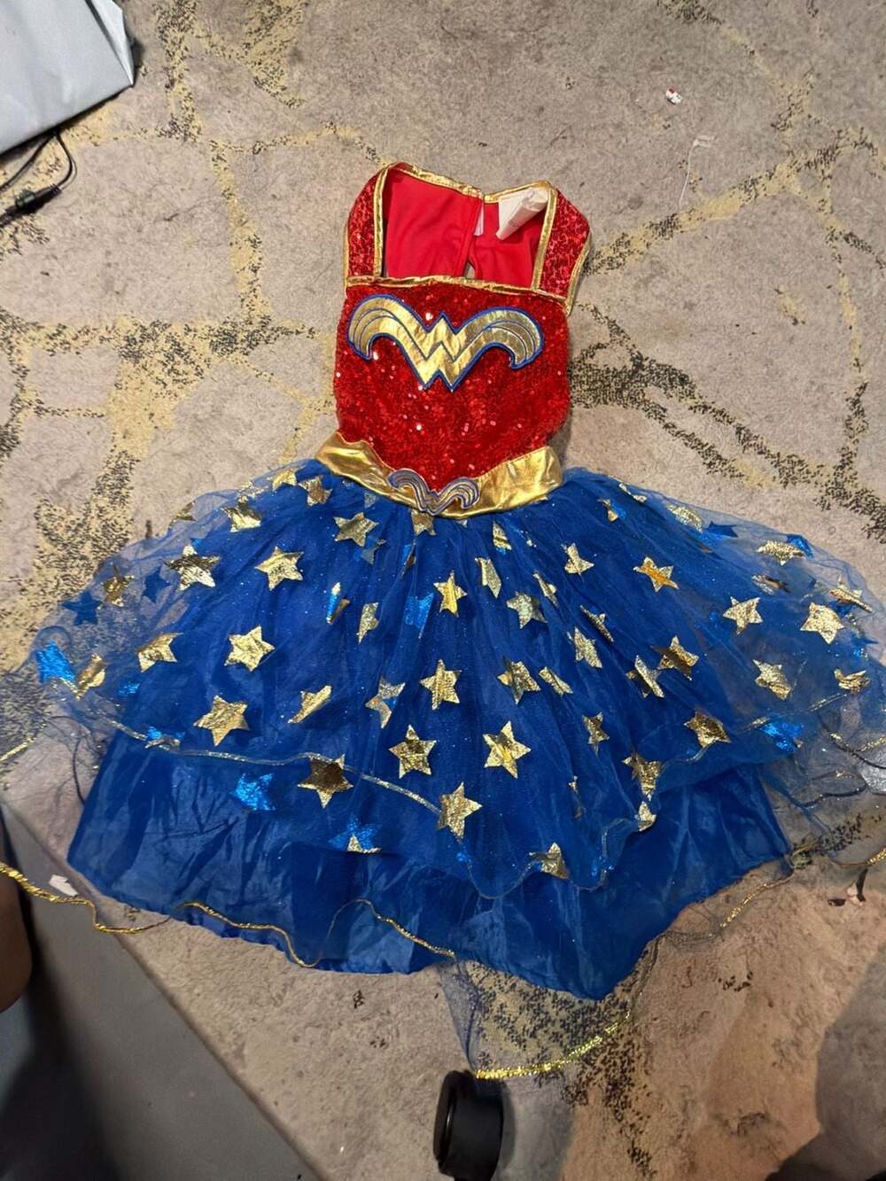 DC Wonder Woman Sequin Bodice Tulle Star Skirt Girls Costume